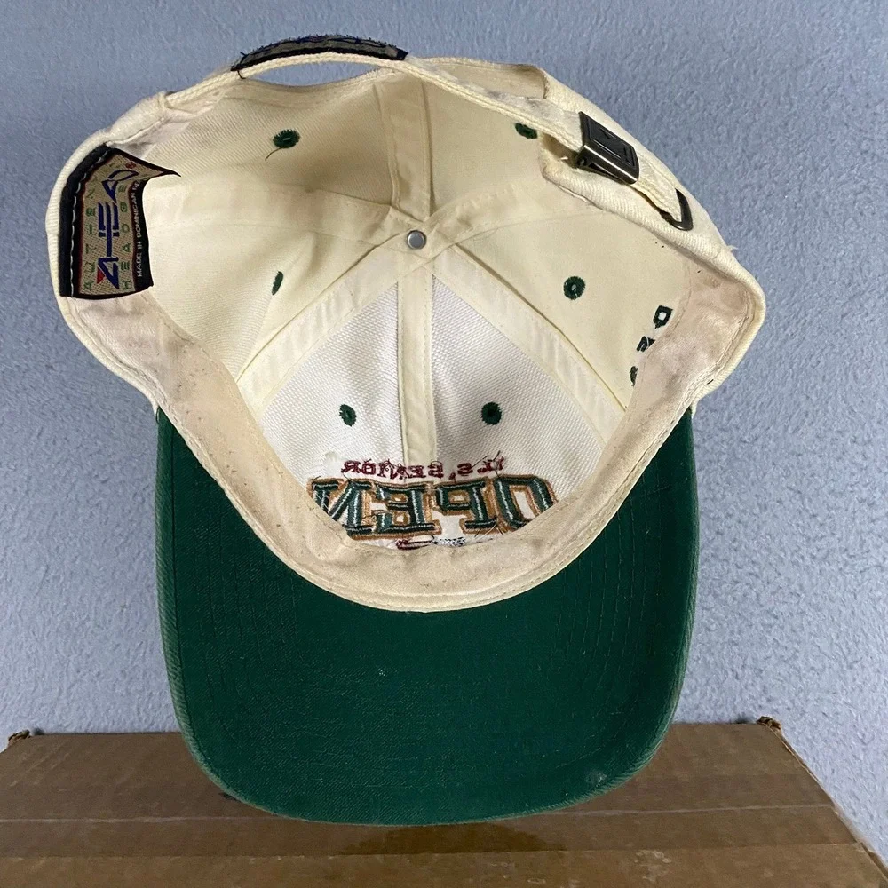 Vintage 1999 US Senior Open Des Moines Golf Hat Cream Green Strap Back